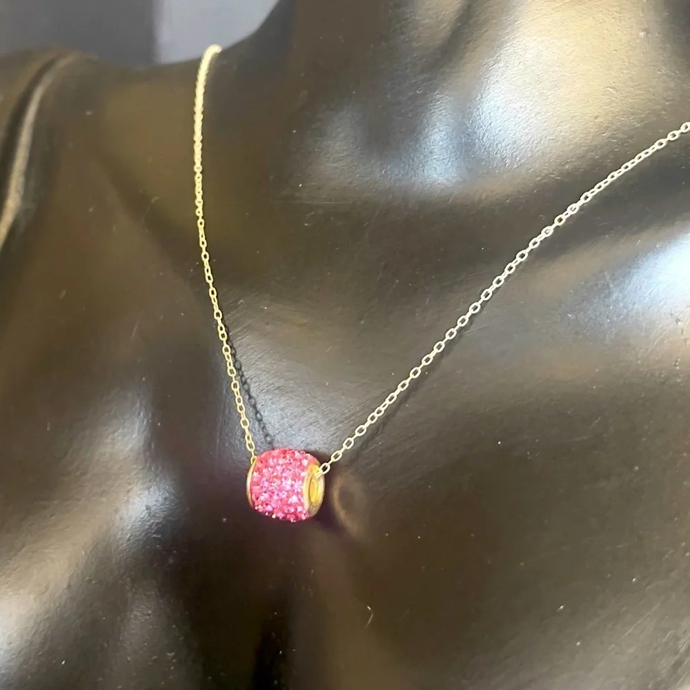 Pink sterling silver cz necklace